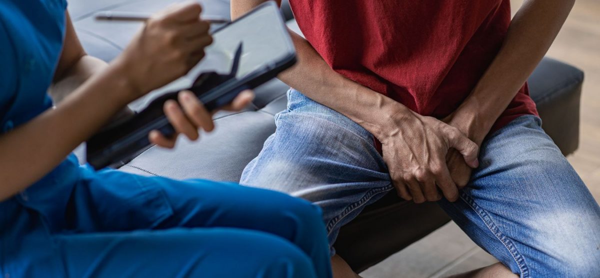 A man at a doctor's appointment.